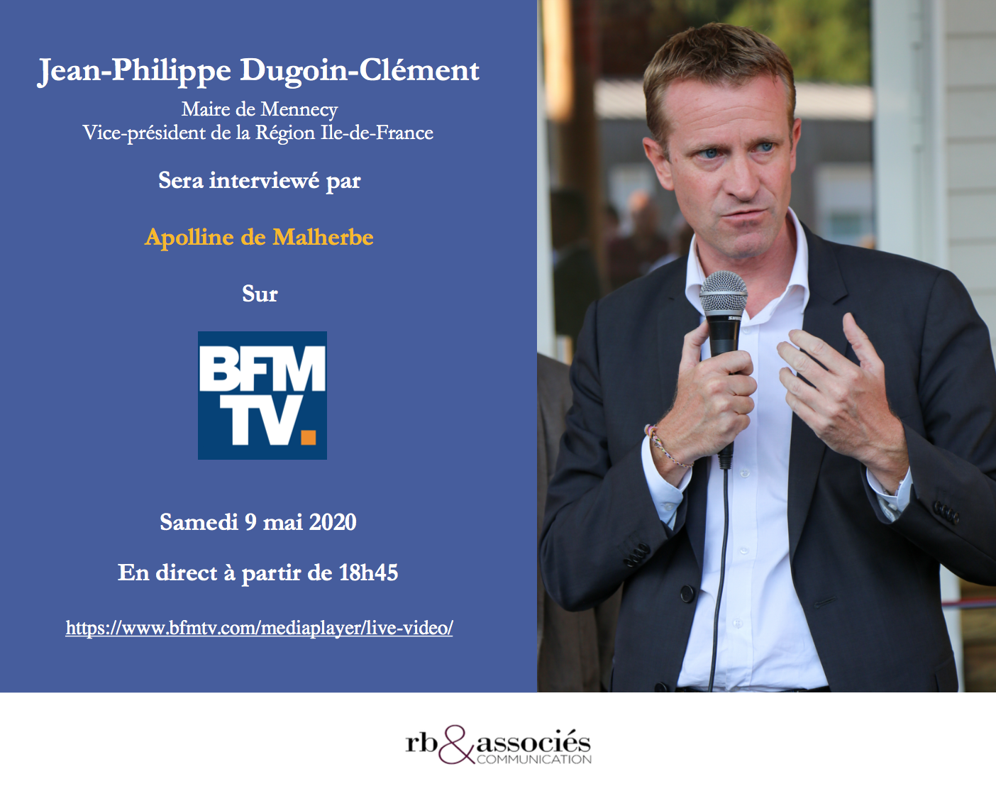 Annonce presse de Jean-Philippe Dugoin-Clément – Samedi 9 mai à 18h45