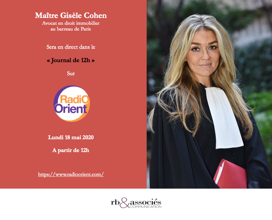 Annonce presse de Maître Gisèle Cohen – 18 mai à 12h00