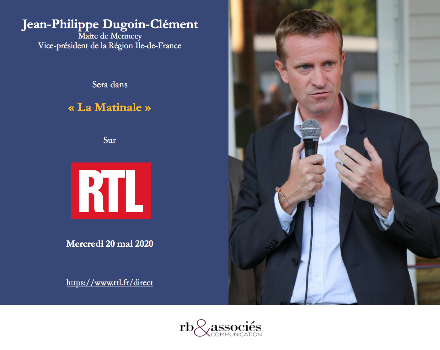 Annonce presse de Jean-Philippe Dugoin-Clément sera dans « La Matinale »  sur RTL – 20 mai 2020
