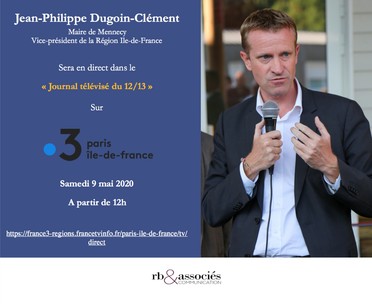 Annonce presse de Jean-Philippe Dugoin-Clément – Samedi 9 mai à 12h