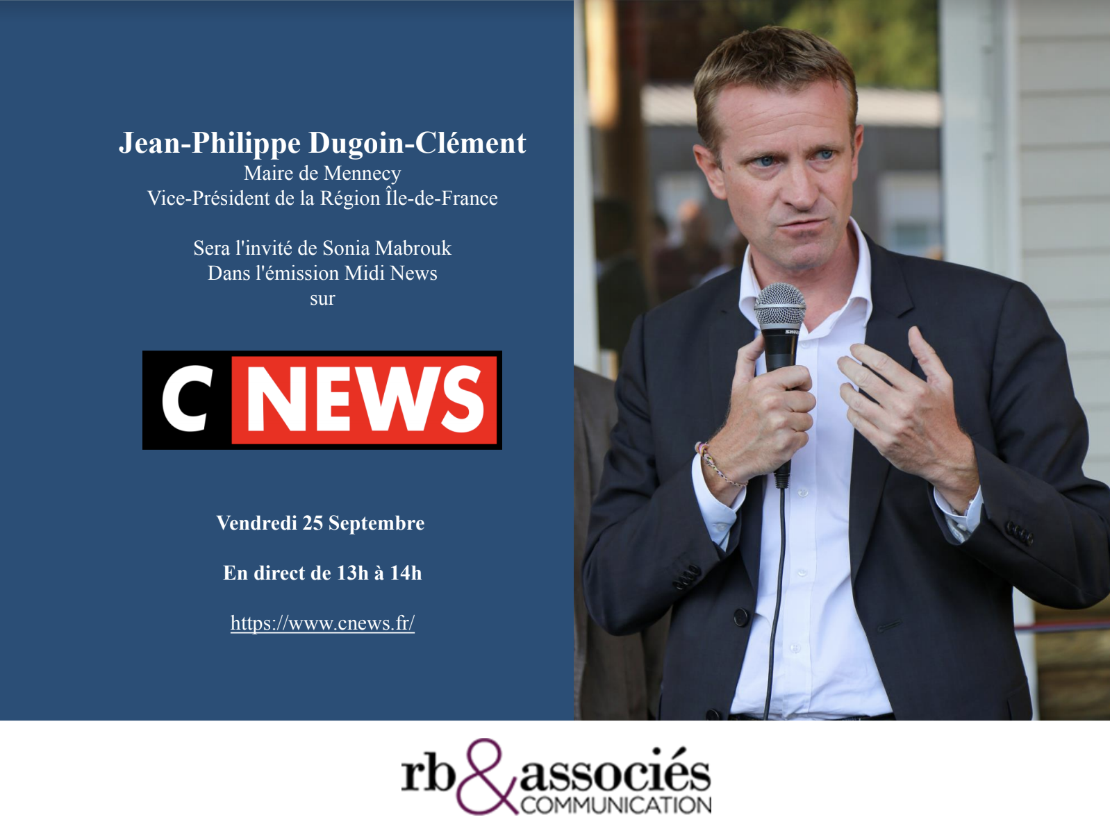 Jean-Philippe Dugoin-Clément sera l’invité de Sonia Mabrouk dans l’émission Midi News sur CNews