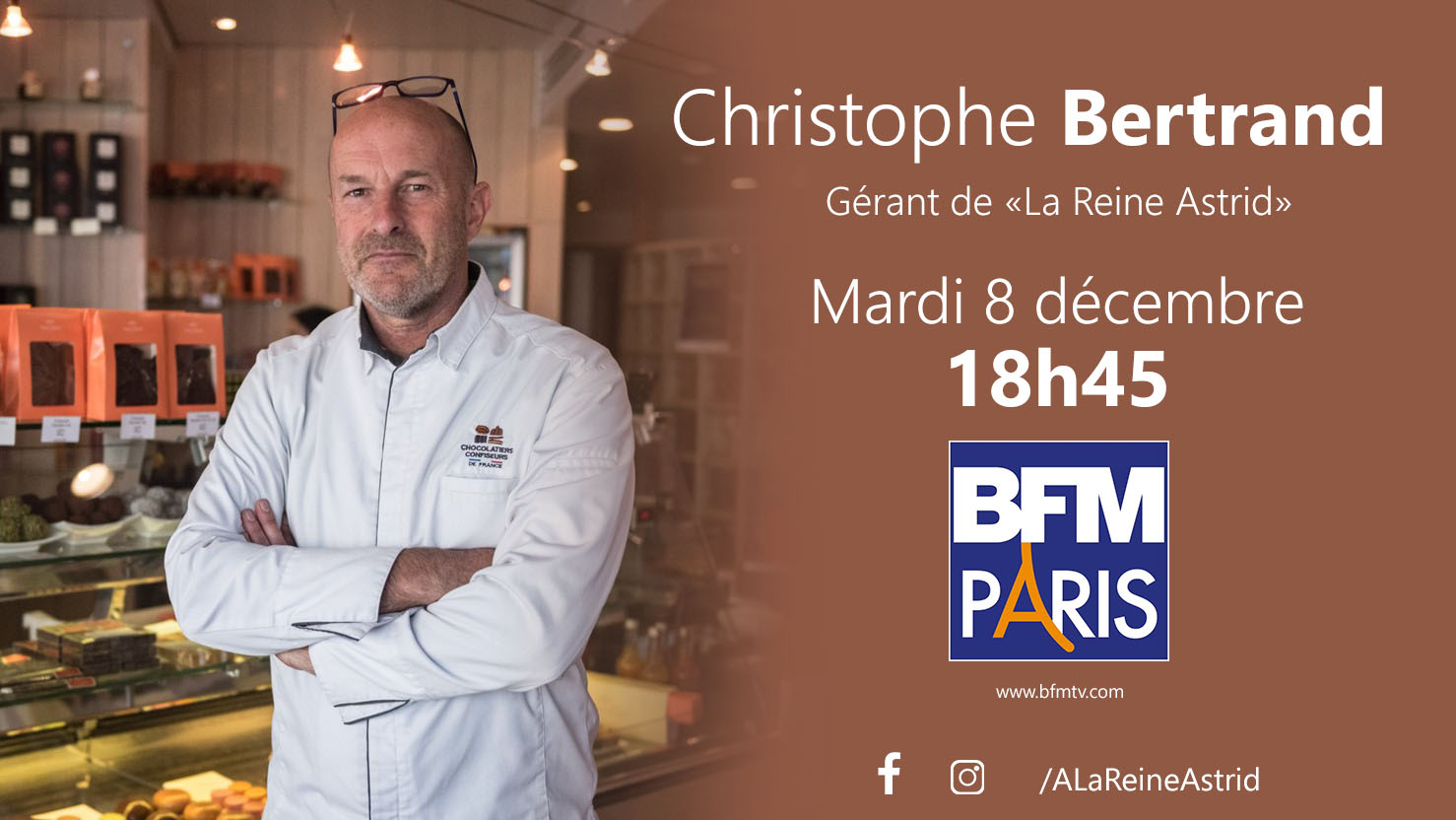 Christophe Bertrand, artisan chocolatier, sera l’invité de Thomas Joubert dans Paris Business sur BFM Paris, mardi 8 décembre.