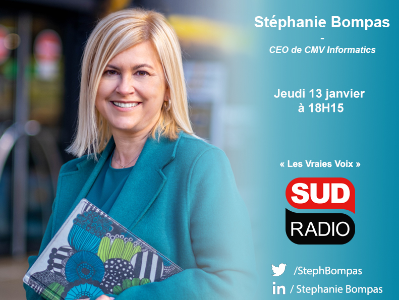 Passage de Stéphanie Bompas, CEO de CMV Informatics, sur Sud Radio