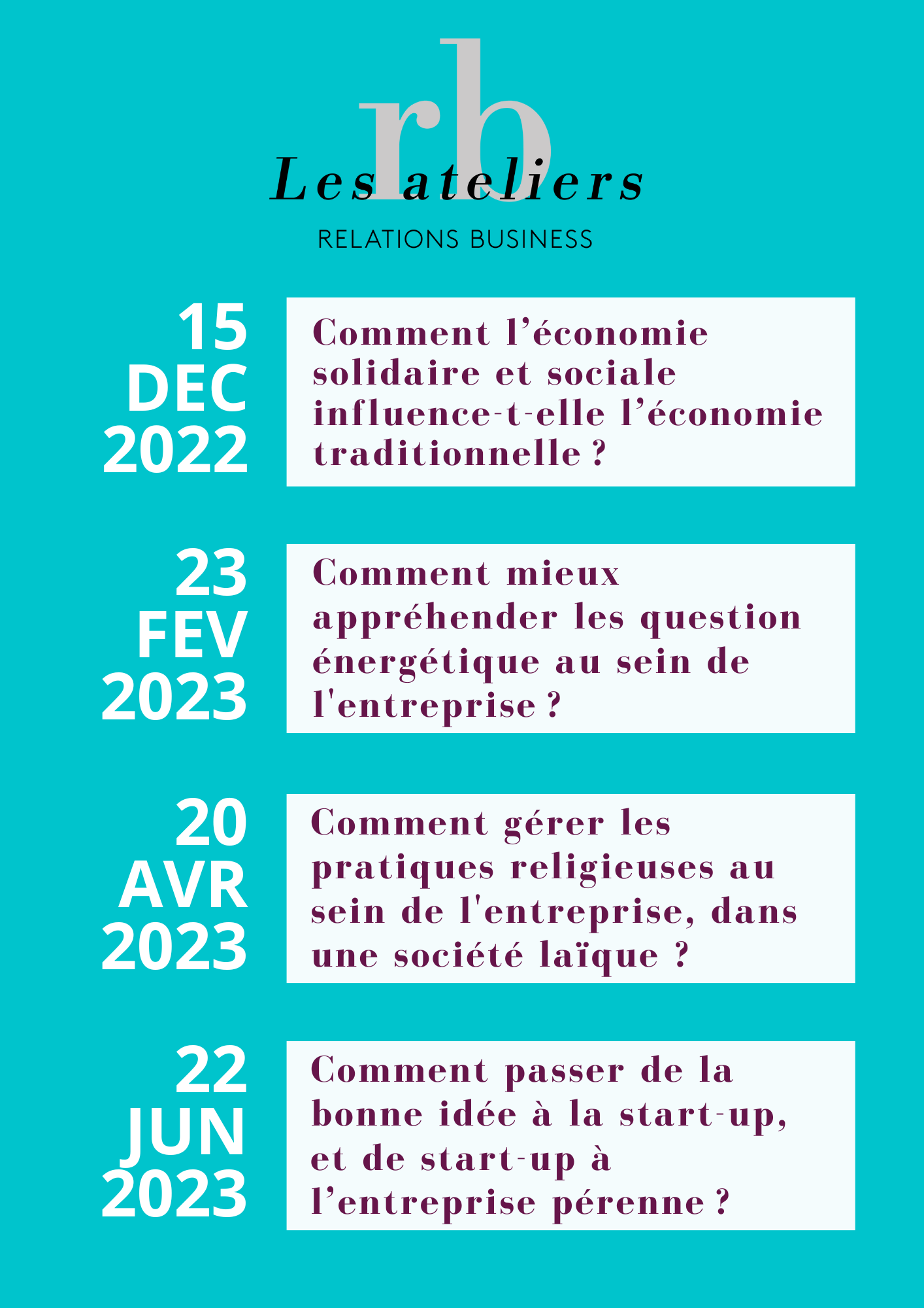 Prochains Ateliers
