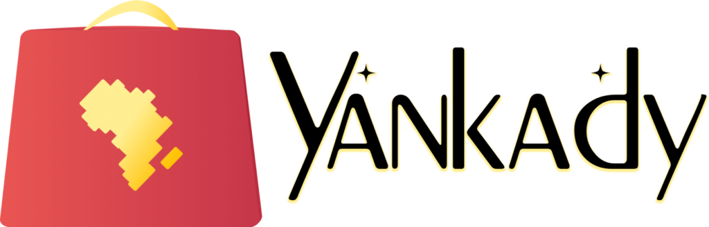 Logo Yankady avec sac rouge et étoiles.